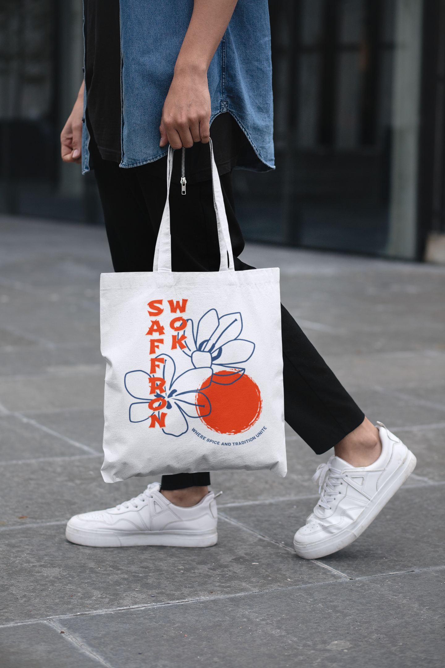 Saffron Wok Printed White Tote Bag