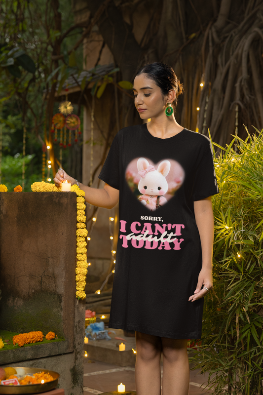 Sorry I can't adult today Printed black T-shirt Dress