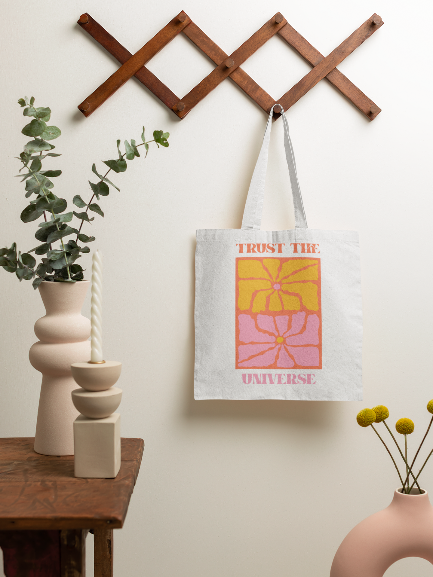 Trust The Universe Printed White Tote Bag