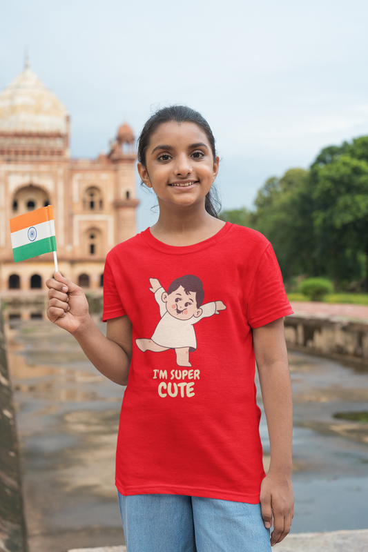 I'm super cute Printed Red Kids T-shirts