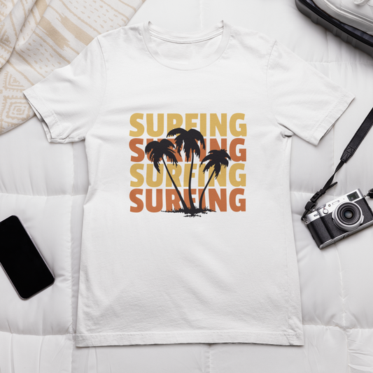 Surfing Printed white Unisex T-Shirt