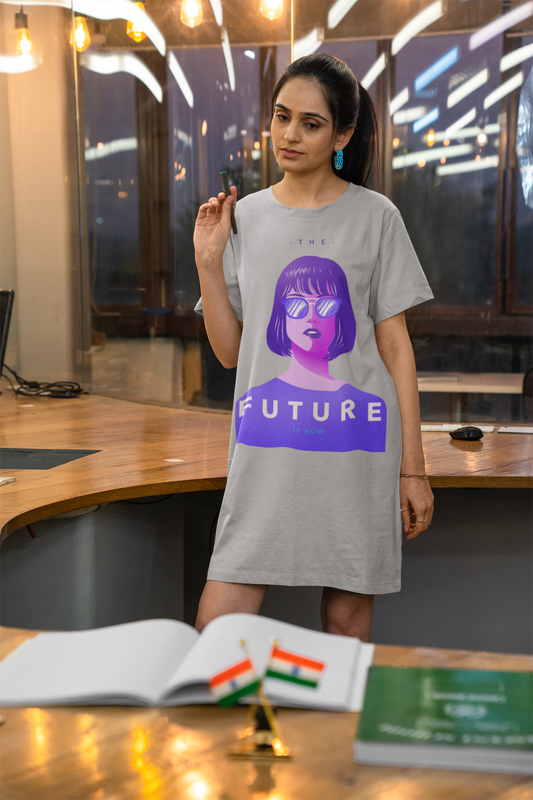 The Future Is Now Printed grey melange T-shirt Dress