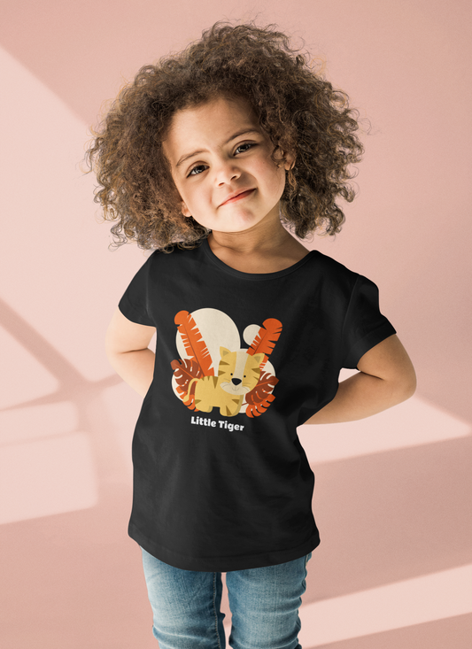 Little tiger Printed black Kids T-shirts