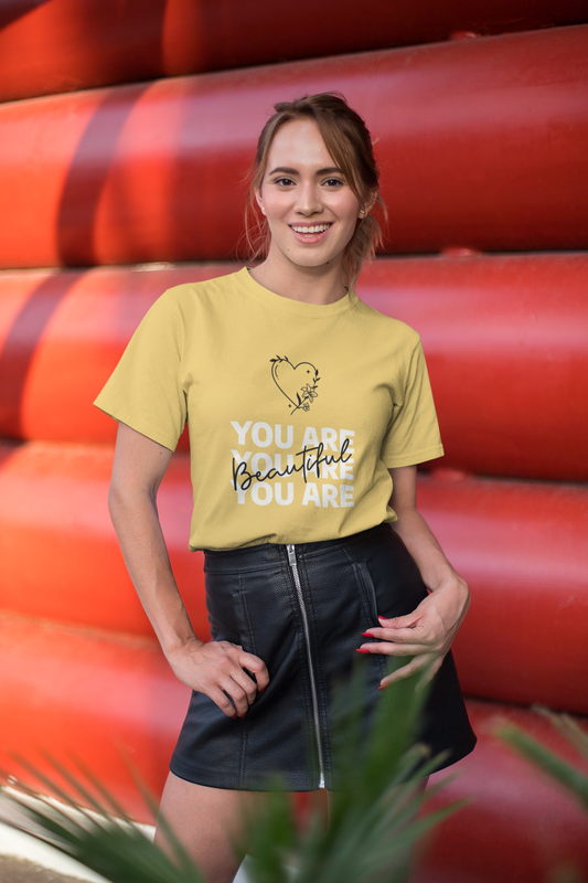 You are You are You are Beautiful Printed  Yellow Unisex T-Shirt