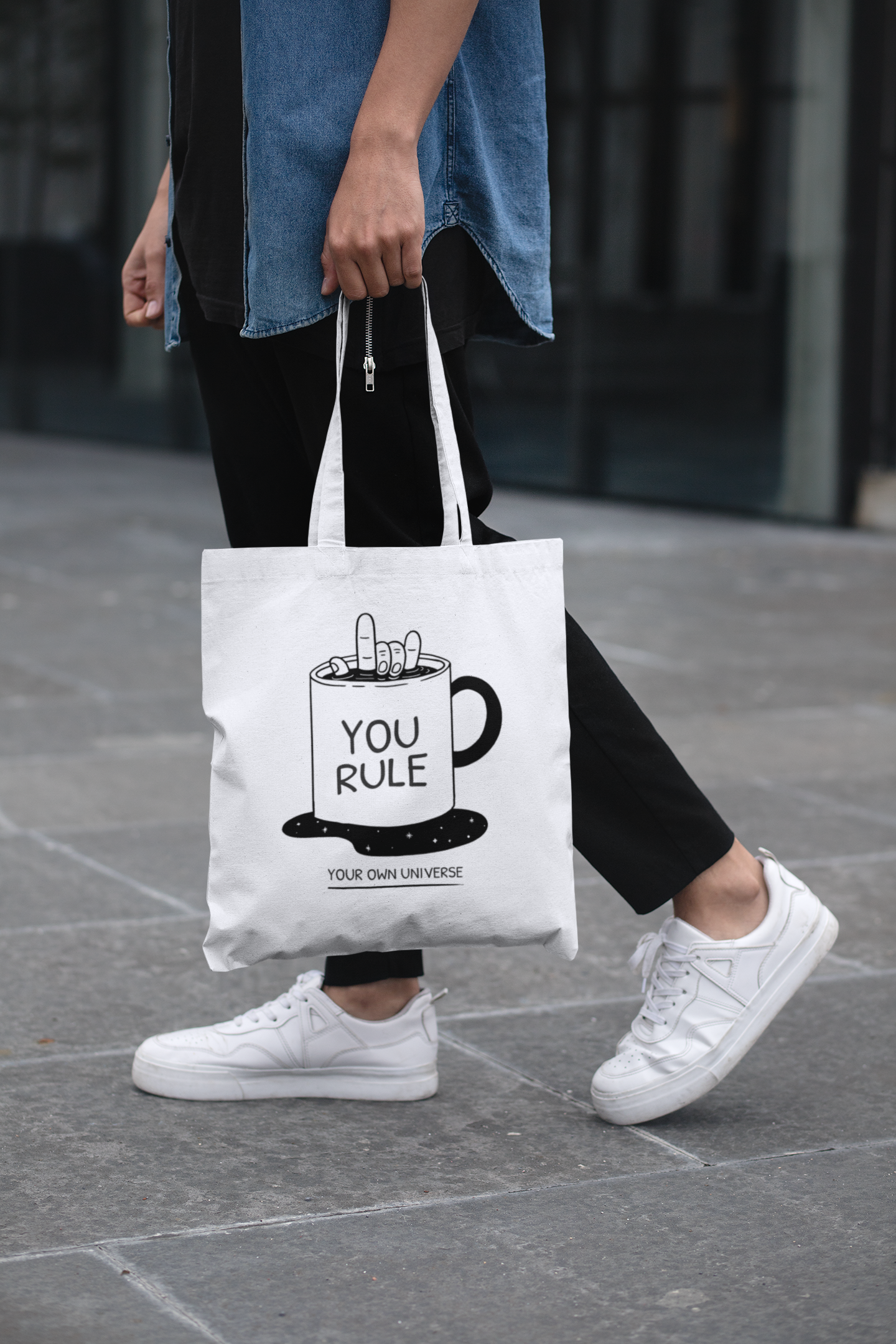 You Rule You Won Universe Printed White Tote Bag