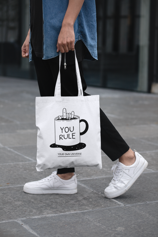 You Rule You Won Universe Printed White Tote Bag