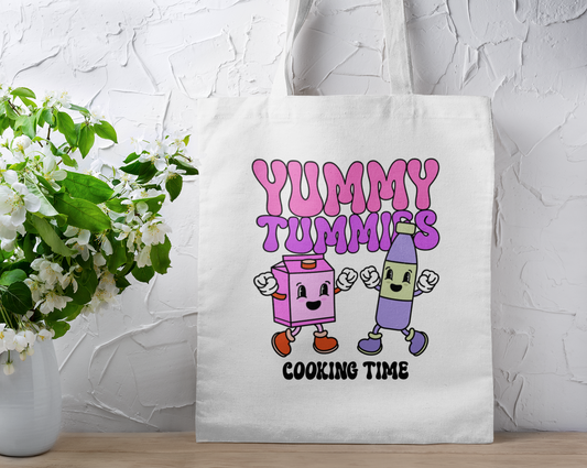 Yummy Tummies Cooking Time  Printed White Tote Bag