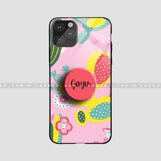 Glossy Protective Case With Pink Cactus